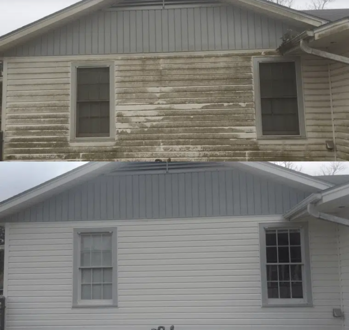House before Soft Wash and after SoftWash by Spring Pressure Wash